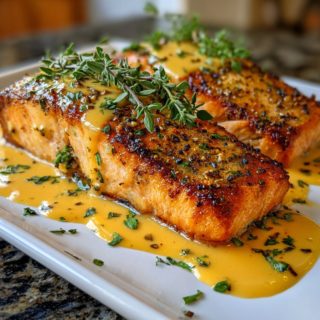 Lachsfilet mit Honig-Senf-Sauce