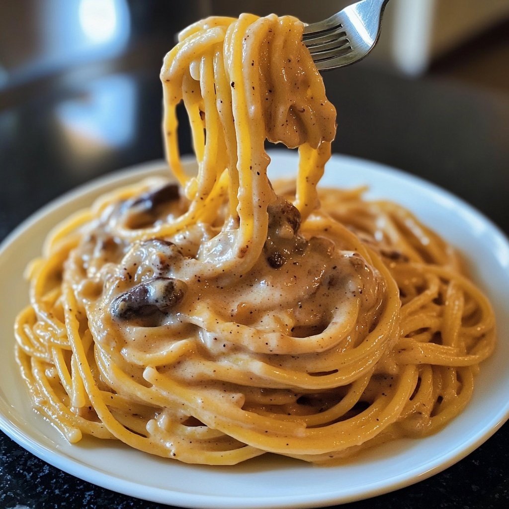 Spaghetti mit cremiger Pilzsauce