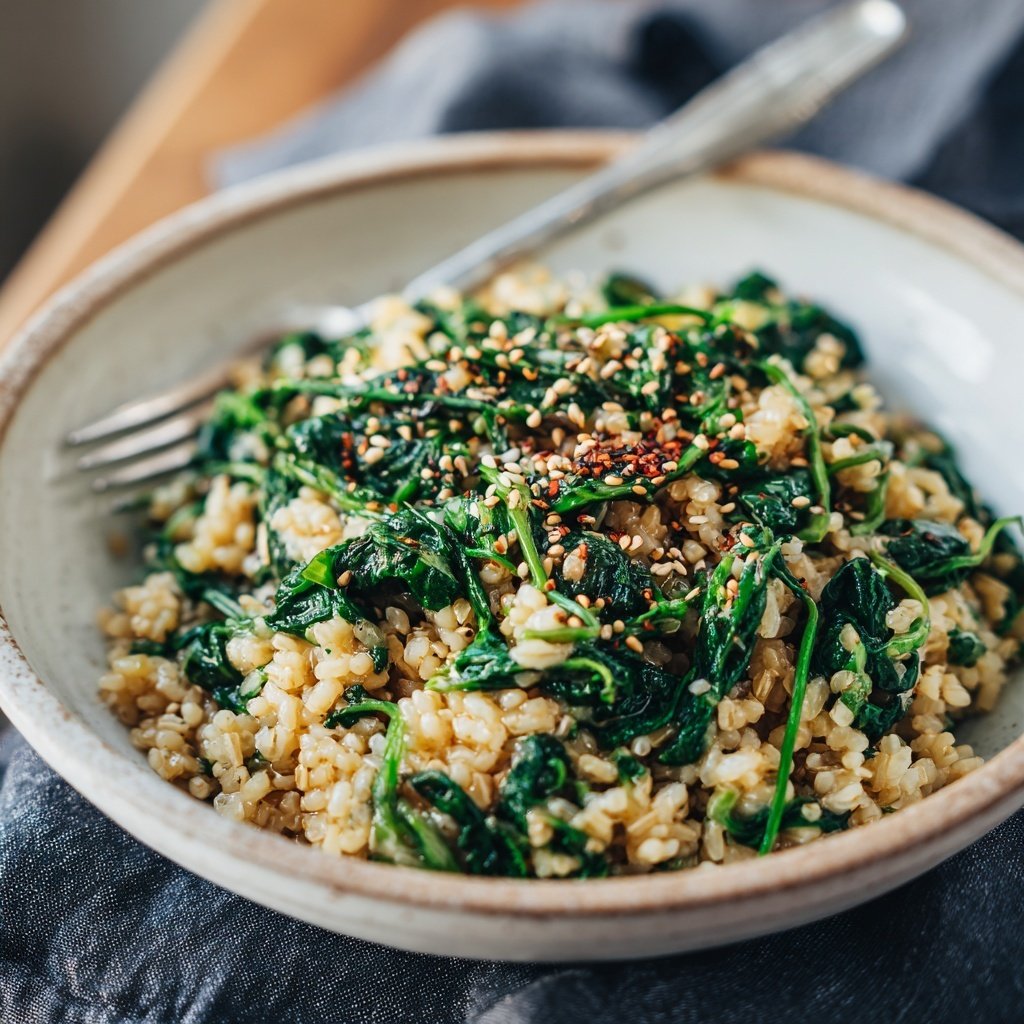 Kalorienarmes Reisgericht Mit Spinat
