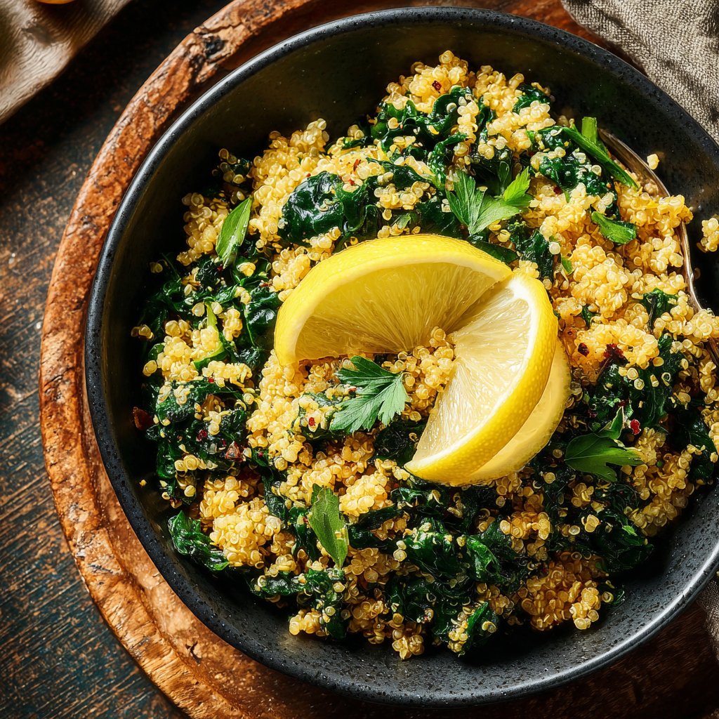 Quinoa mit Spinat und Zitrone