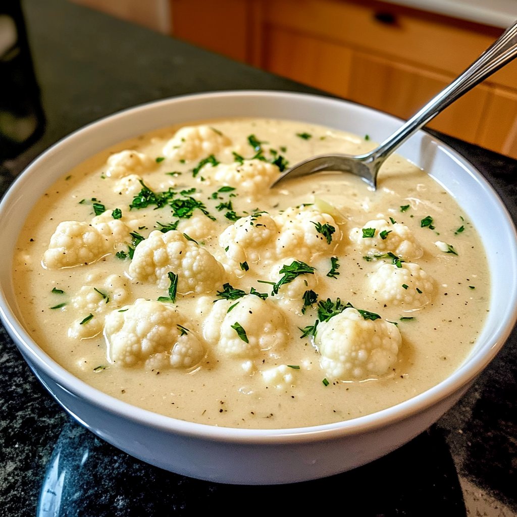 Herzhafte Blumenkohlsuppe für kalte Tage