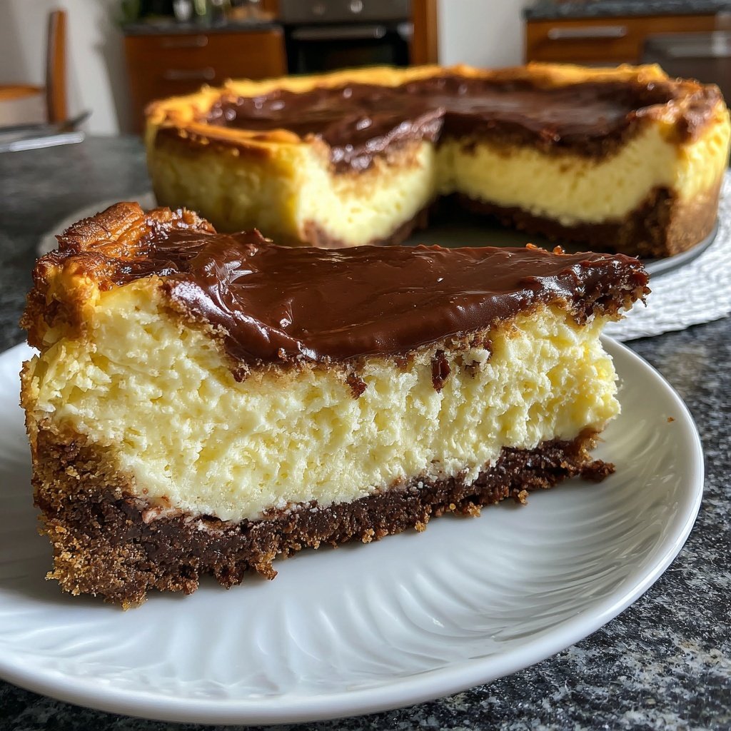 Käsekuchen mit Schokoboden