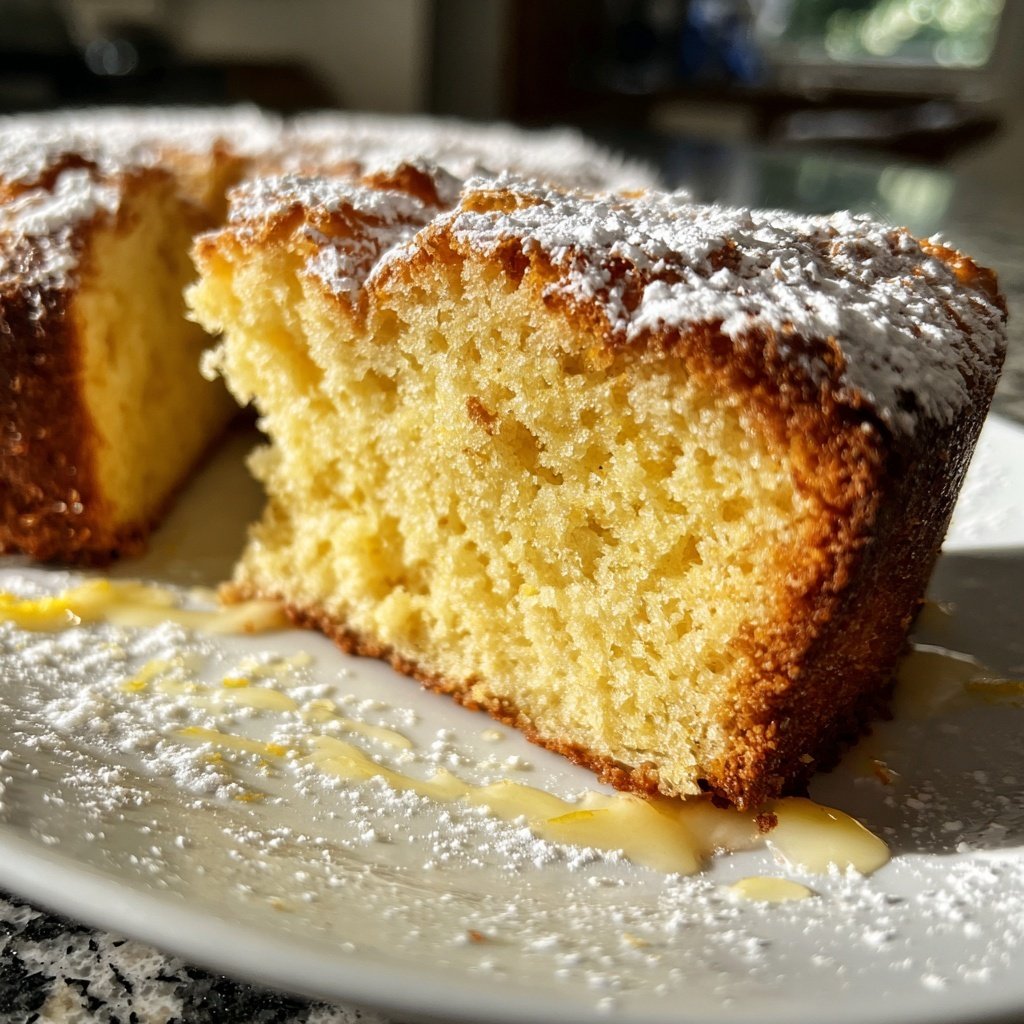 Zitronenkuchen mit Puderzucker